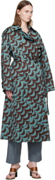 Dries Van Noten Blue & Brown Double-Breasted Trench Coat