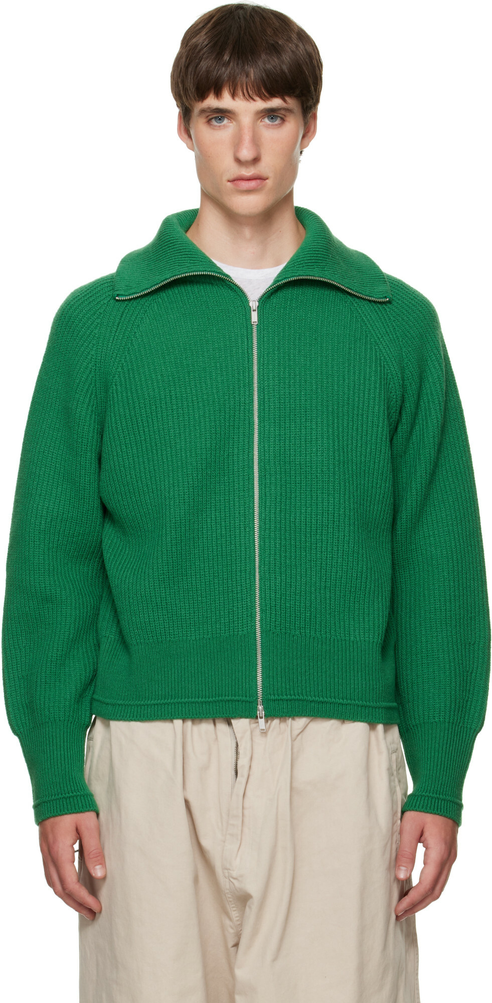 Entire Studios Green Blimp Full Zip Sweater