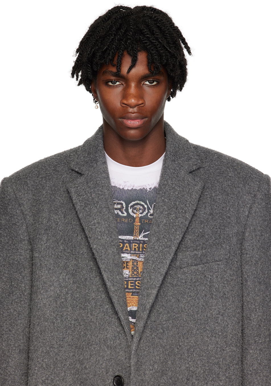 Hatton Labs SSENSE Exclusive Silver & White Pearl Hoop Single Earring