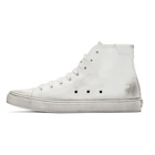 Saint Laurent White Distressed Jersey Sneakers