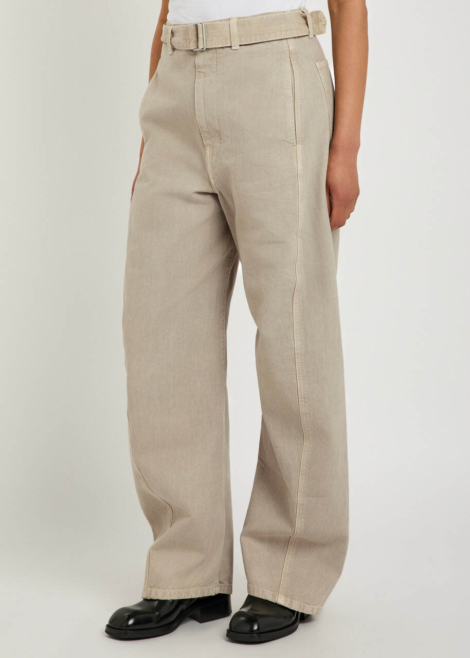 Lemaire Twisted Belted Denim Trousers Natural