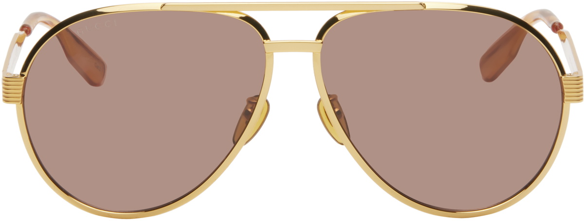 Gucci Gold Aviator Sunglasses