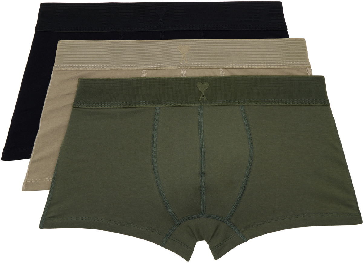 AMI Paris Three-Pack Multicolor Cotton Jersey Boxer Briefs