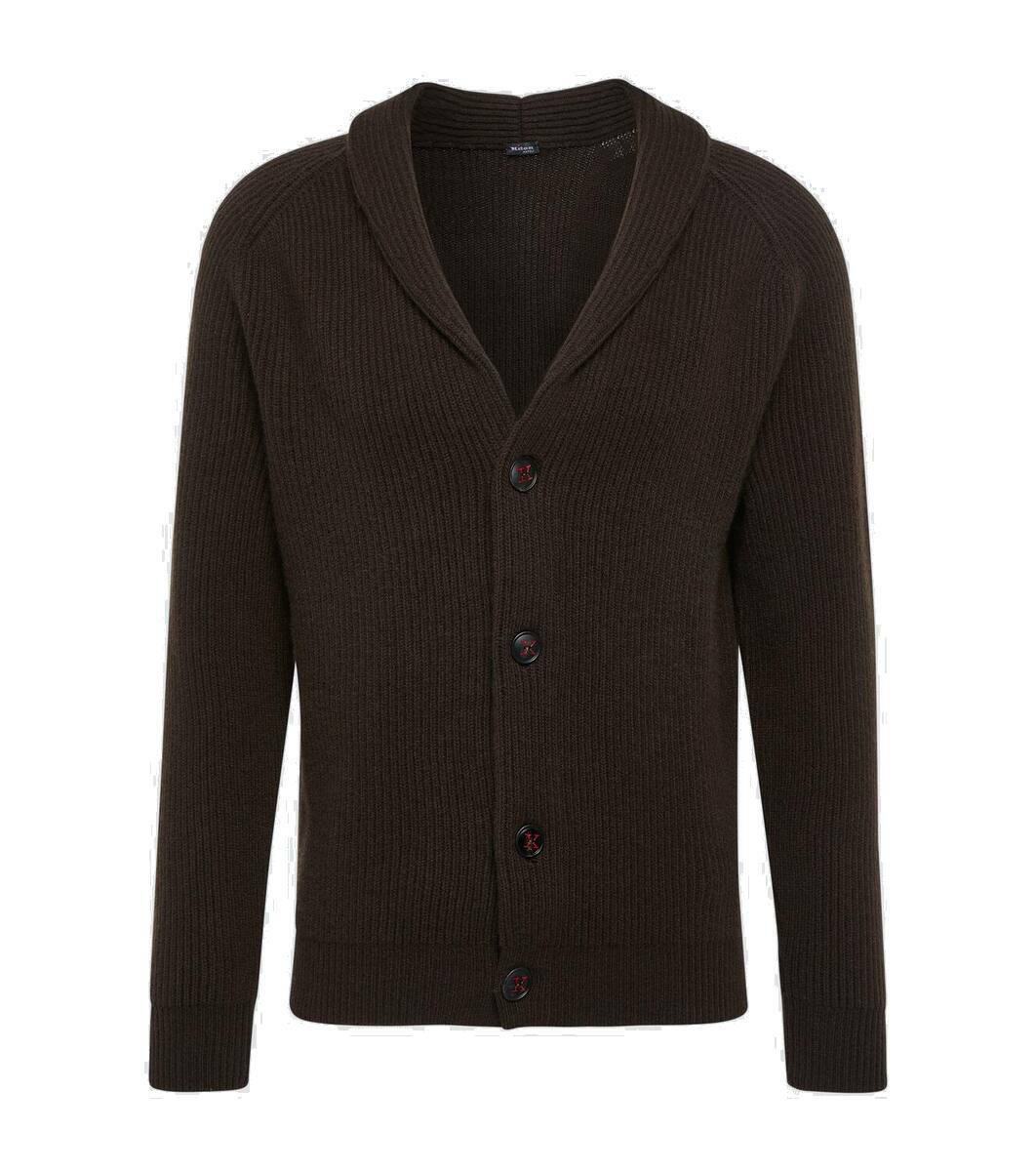 KITON Size L Navy Cashmere Silk V-Neck Cardigan main image 0