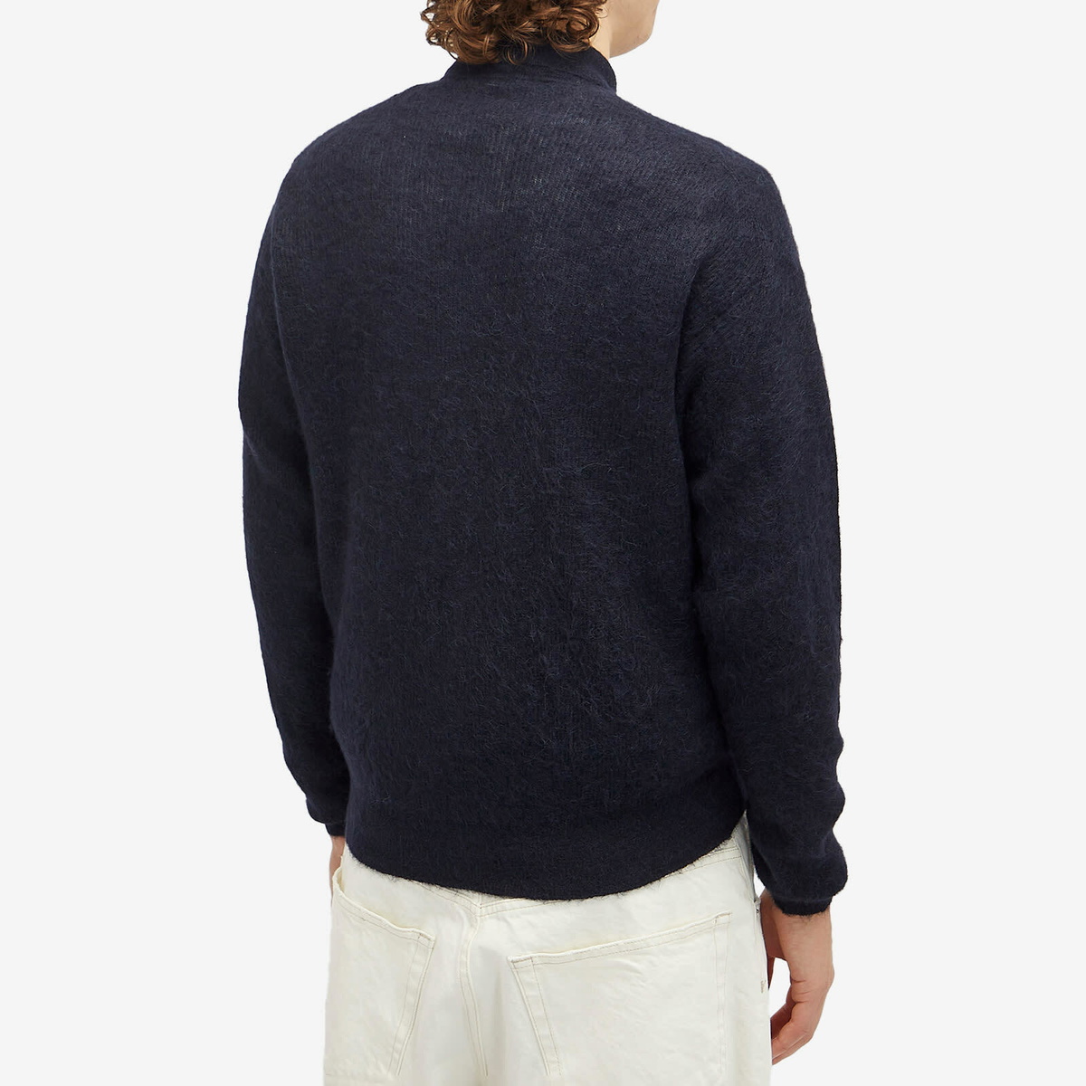 Auralee Men's Alpaca Cardigan in Navy Auralee