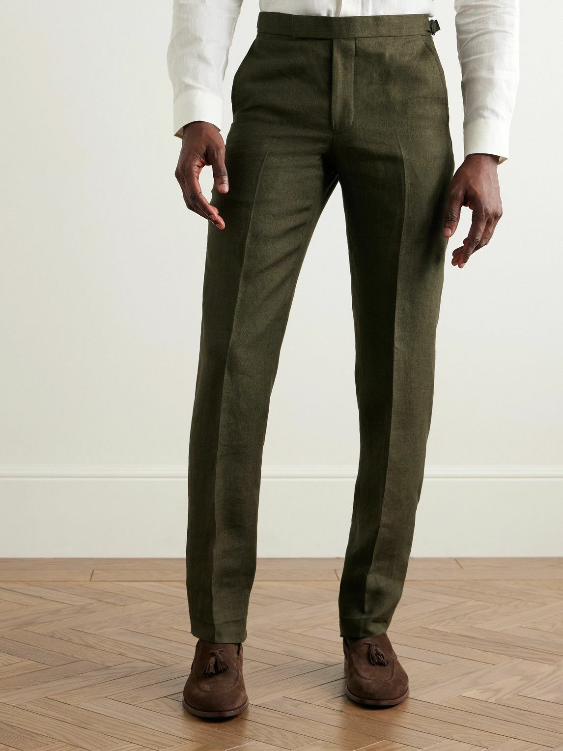 Richard James - Chapman Slim-Fit Straight-Leg Linen Suit Trousers - Green
