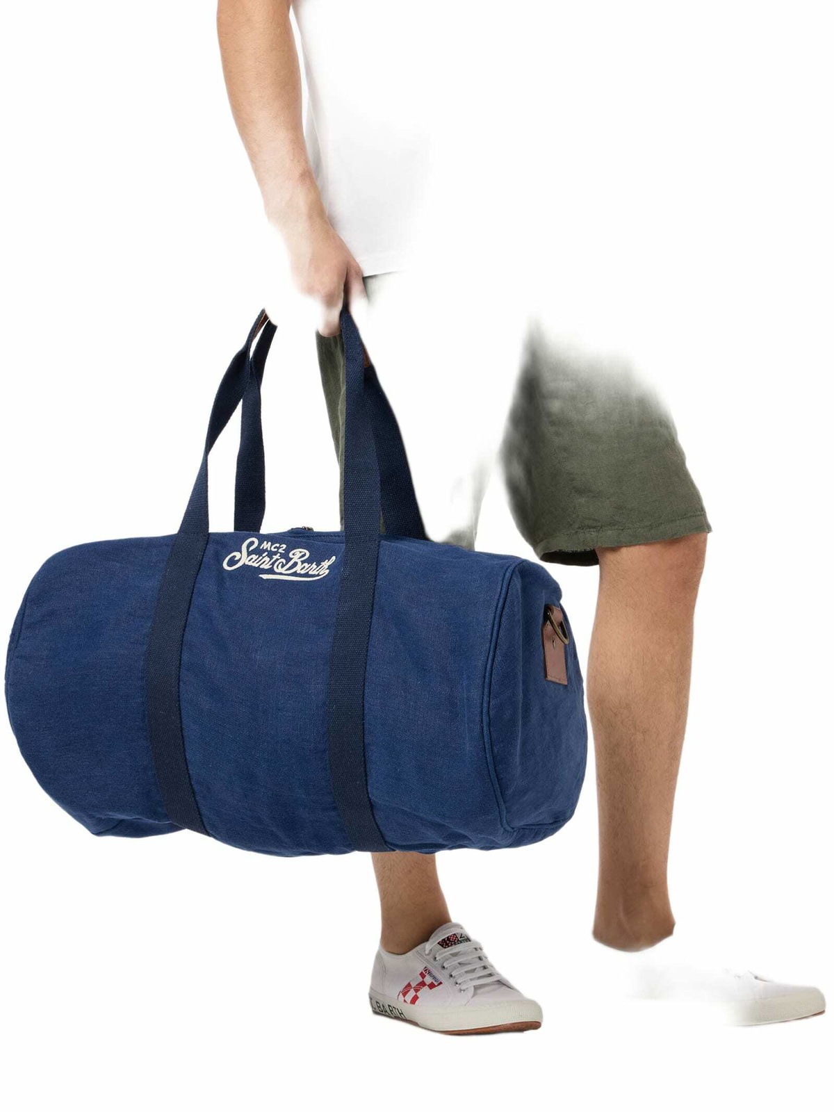 MC2 Saint Barth Blue Linen Travel Duffle Bag Jetleg
