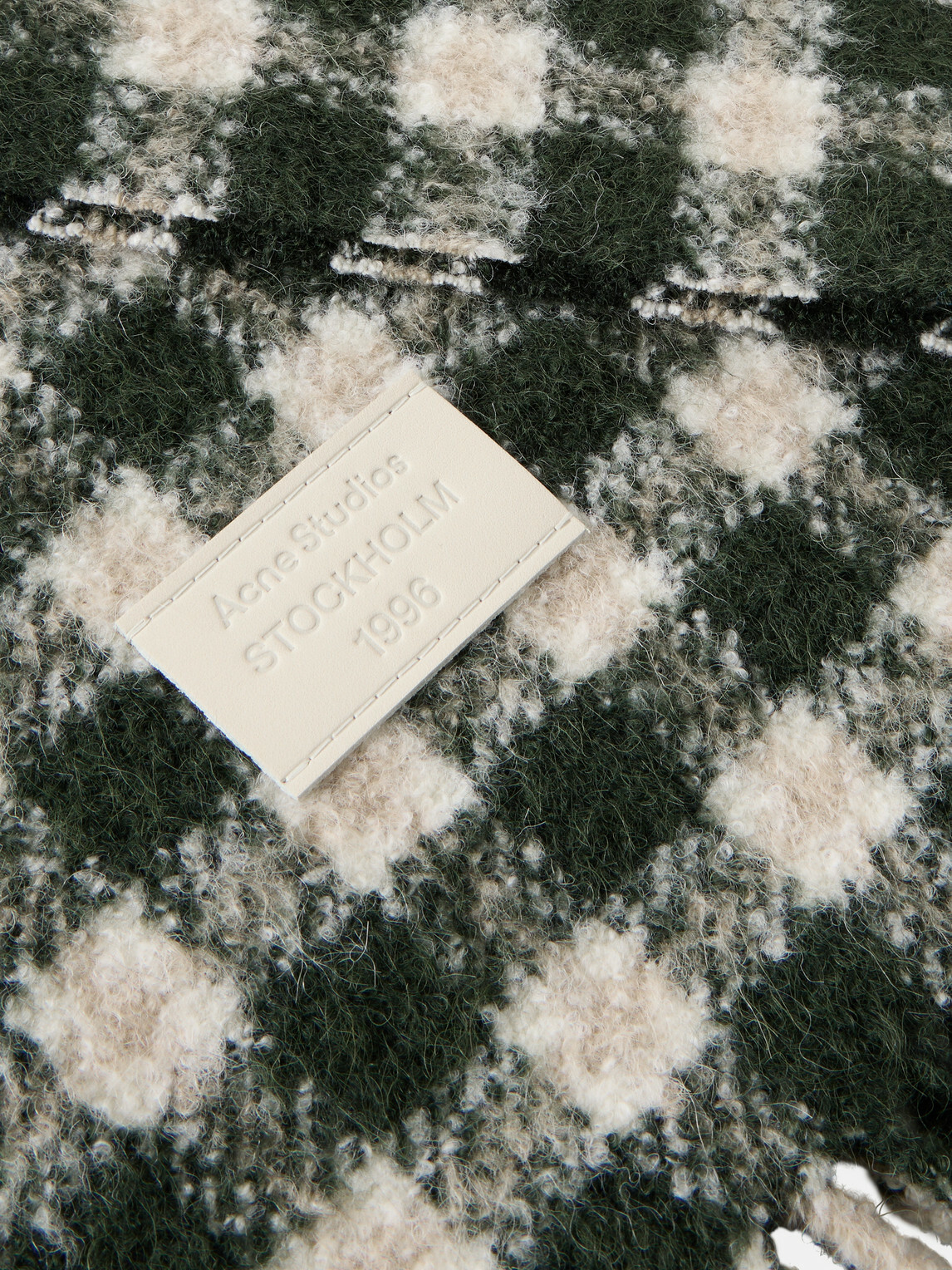 Acne Studios - Fringed Logo-Appliquéd Leather-Trimmed Knitted Scarf
