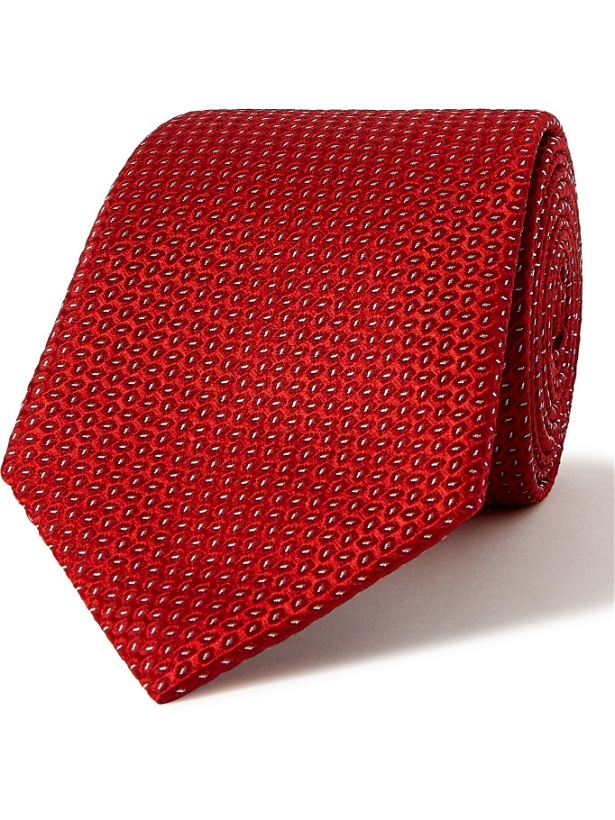 Photo: GIORGIO ARMANI - 8cm Silk and Cotton-Blend Jacquard Tie - Red