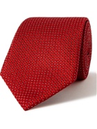 GIORGIO ARMANI - 8cm Silk and Cotton-Blend Jacquard Tie - Red