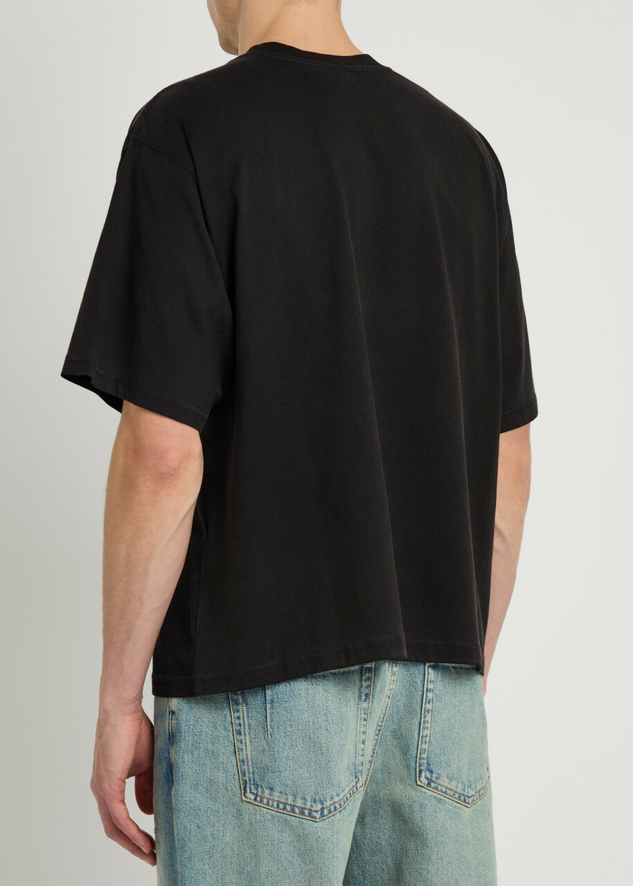 Won Hundred Houston Globe Printed Cotton T-shirt Black