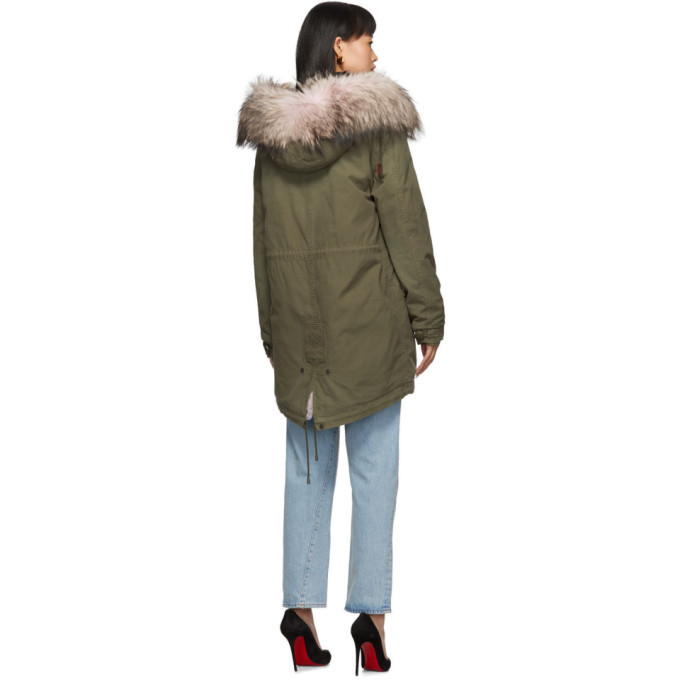 Mr and Mrs Italy Green Fur Midi Jazzy Parka