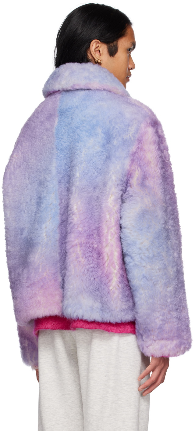 ERL Purple TieDye Shearling Jacket ERL