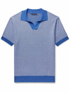 Frescobol Carioca - Rino Birdseye Cotton and Silk-Blend Polo Shirt - Blue