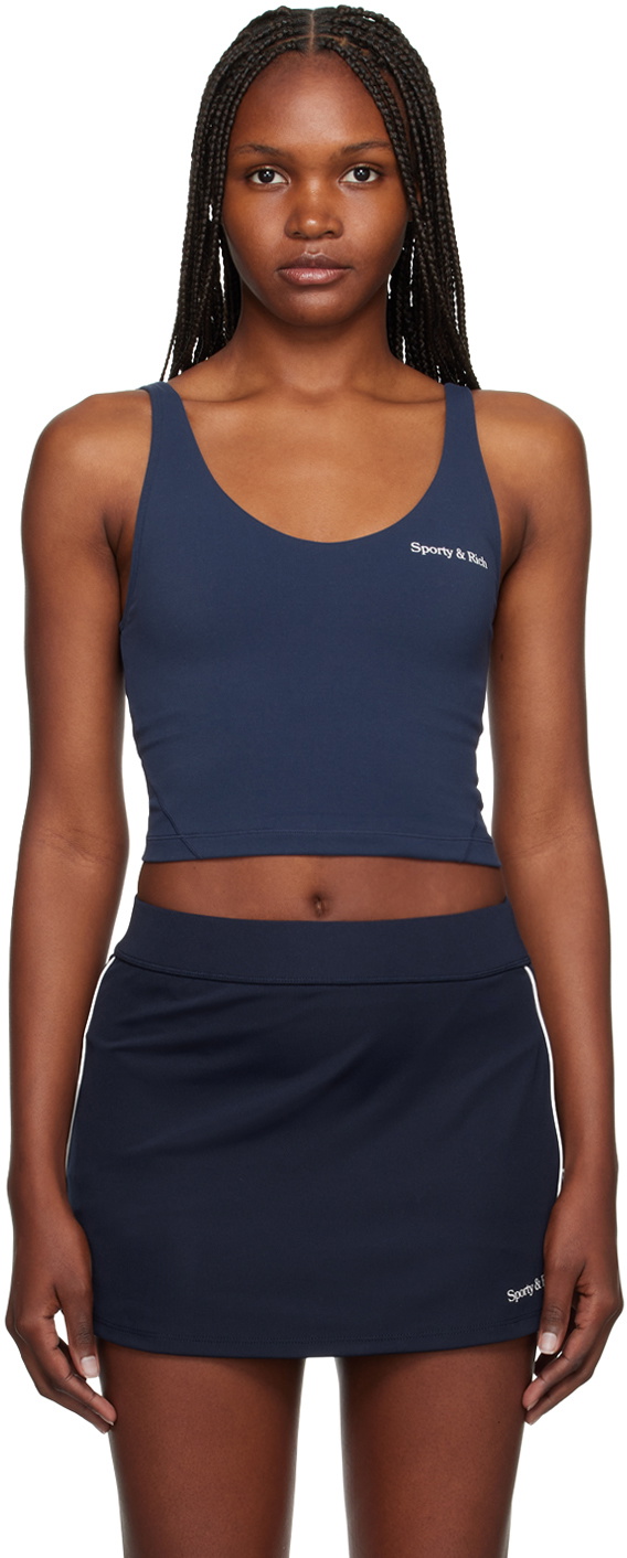 Sporty & Rich Navy New Serif Tank Top Sporty & Rich