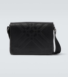 Burberry Debossed leather messenger bag