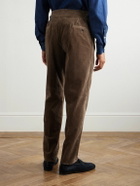 Rubinacci - Manny Straight-Leg Pleated Cotton Trousers - Brown