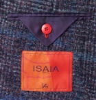 Isaia - Slim-Fit Unstructured Checked Bouclé Blazer - Burgundy