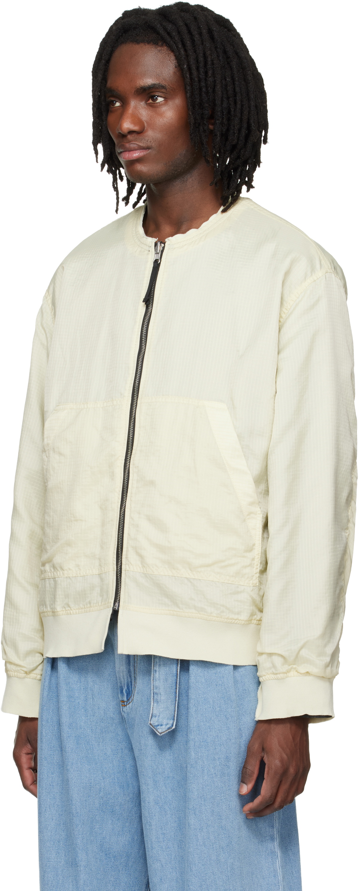 Solid Homme Black Layered Collarless Reversible Bomber Jacket
