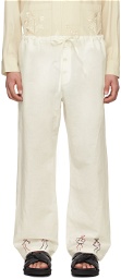Bode White Embroidered Blackjack Trousers