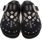 Toga Virilis Black & Navy Felt Eyelet Sabot Loafers