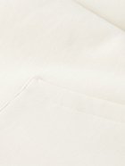 FRAME - Logo-Appliquéd Fleece-Back Cotton-Blend Jersey Hoodie - Neutrals