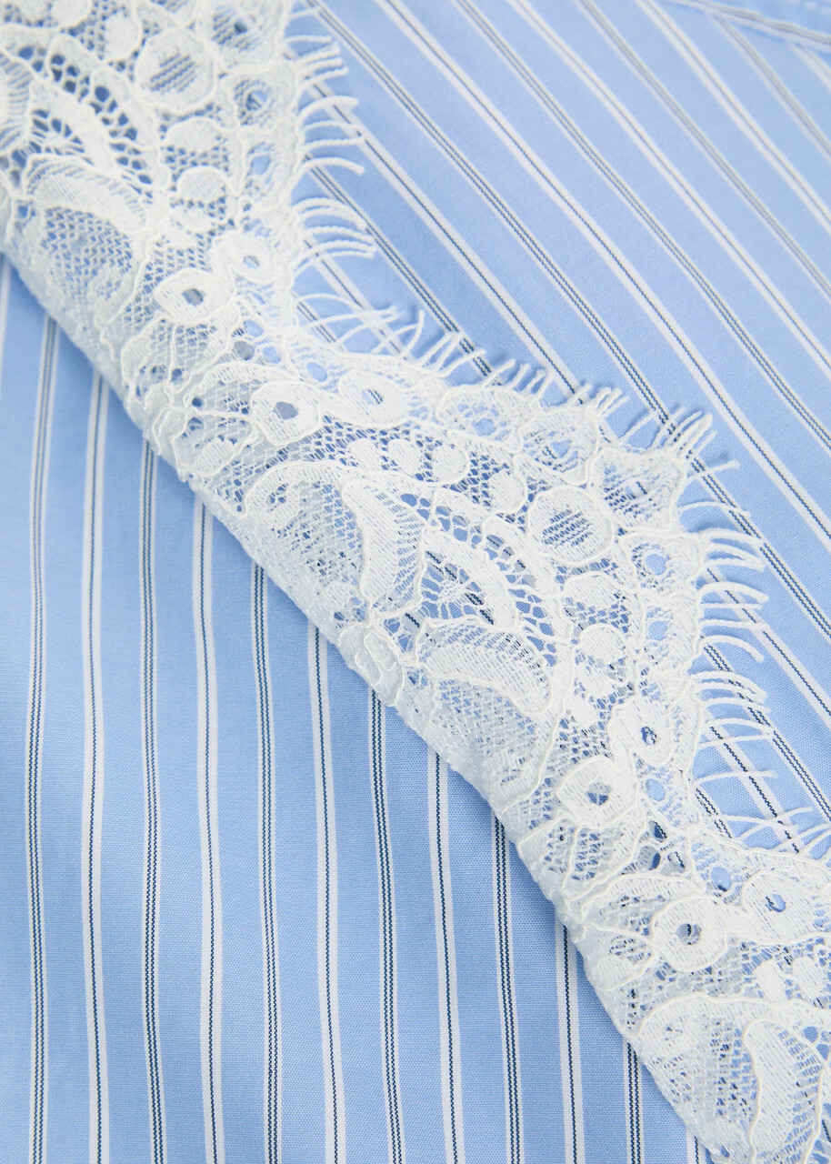 Simkhai Renata Lace-trim Cotton-poplin Shirt Blue