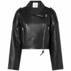 Agolde Women's Remi Crop Leather Biker Jacket in Black