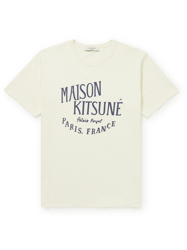 Photo: Maison Kitsuné - Printed Cotton-Jersey T-Shirt - Neutrals