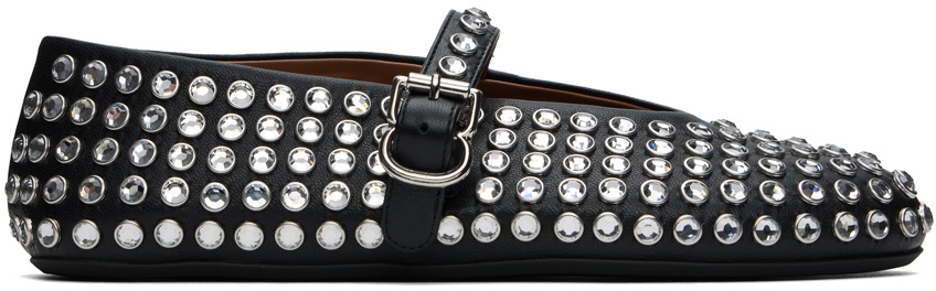 ALAA Black Strass Lambskin Ballerina Flats ALAA