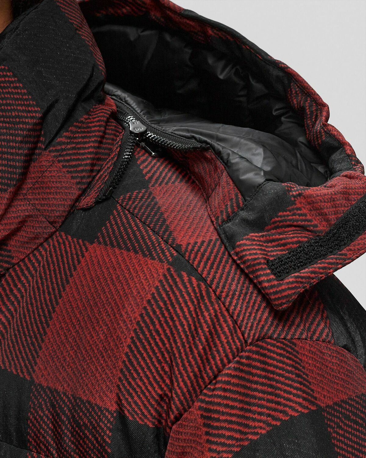 Woolrich Black Label Buffalo Check Long Parka Red Parkas Woolrich