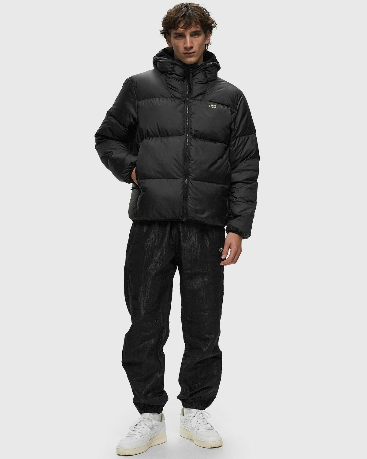 Lacoste Short Water Repellent Hooded Puffed Jacket Black Down & Puffer Jackets