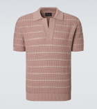 Brioni Embroidered cotton and linen polo shirt