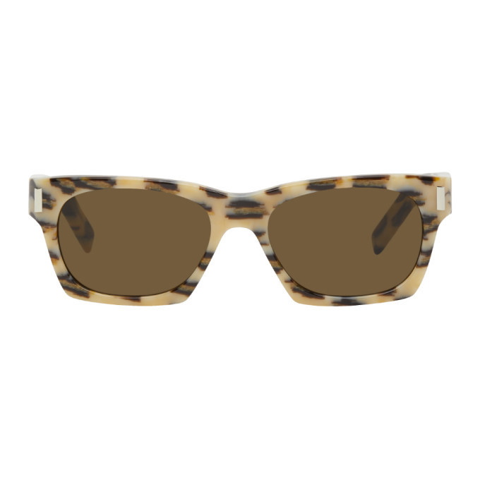 Photo: Saint Laurent Off-White and Brown Leopard SL 402 Sunglasses