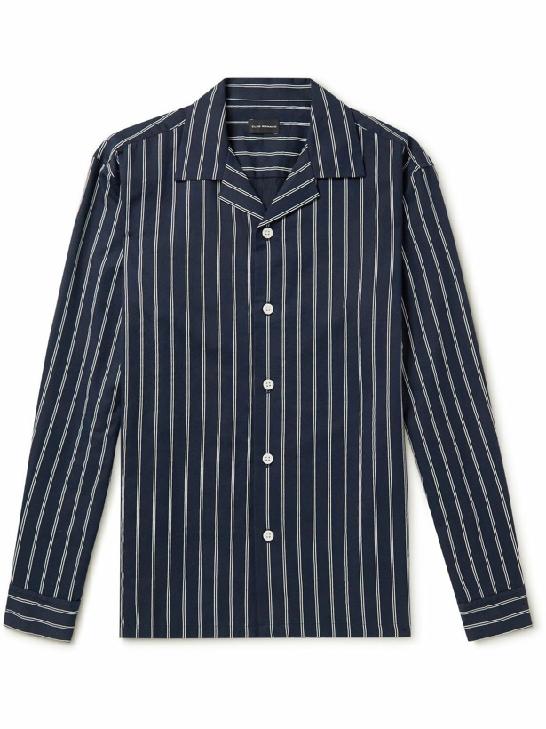 Photo: Club Monaco - Striped Cotton and Lyocell-Blend Twill Shirt - Blue