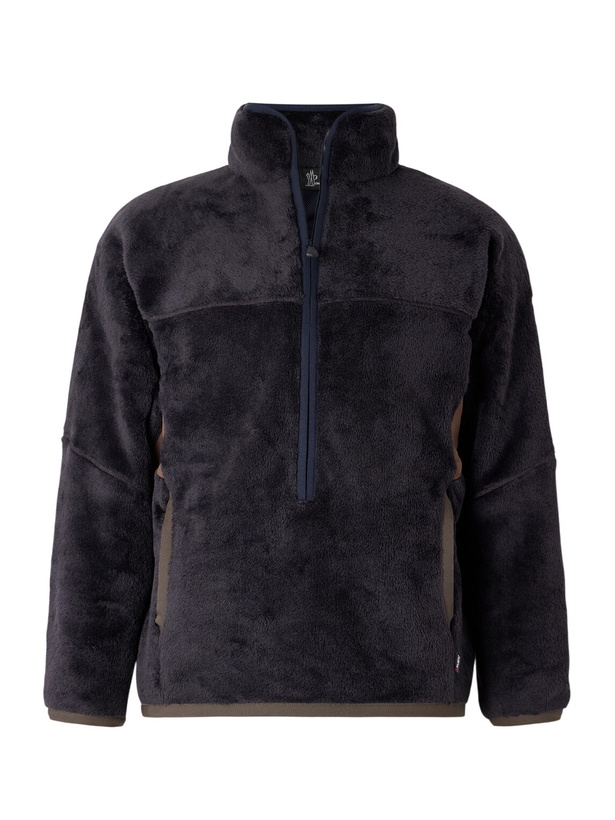 Photo: Moncler Grenoble - Jersey-Trimmed Polartec® High Loft Half-Zip Sweatshirt - Blue