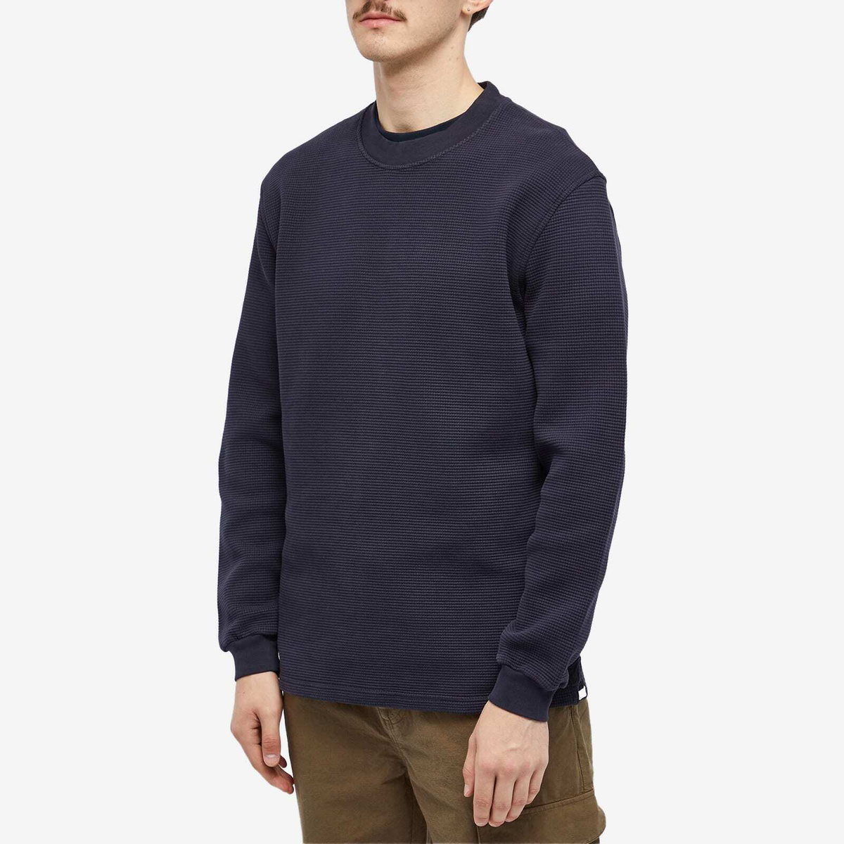 Kestin Men's Humbie Waffle Crew Sweat in Naval Navy