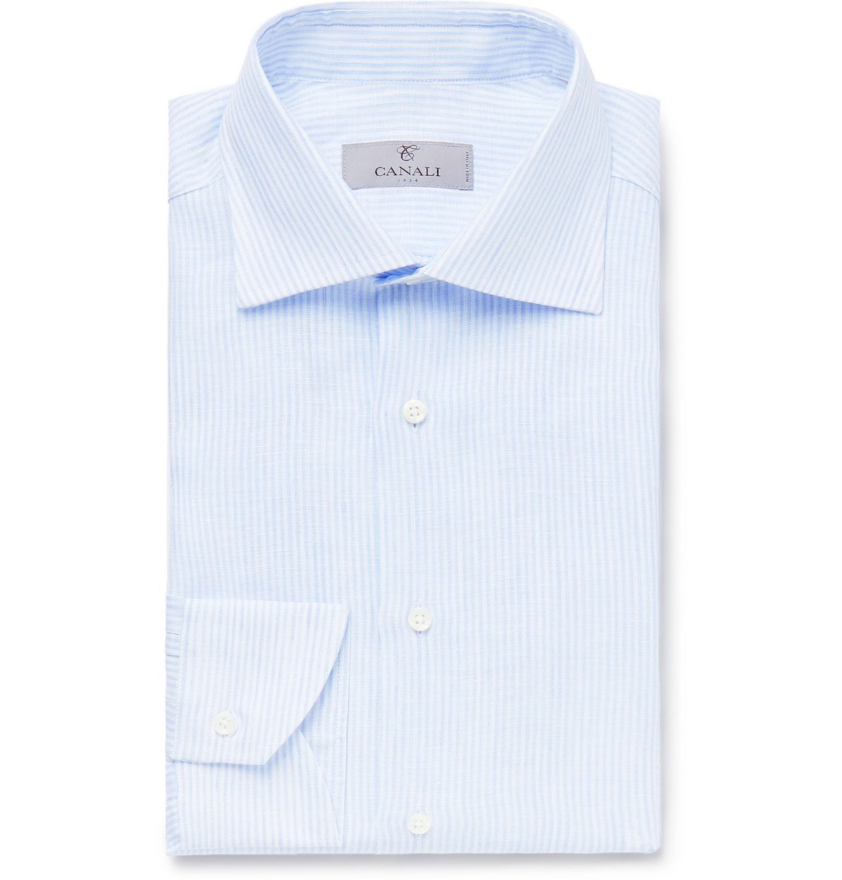 Canali - Striped Linen Shirt - Blue Canali