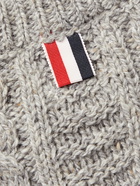 THOM BROWNE - Striped Cable-Knit Wool and Mohair-Blend Sweater - Gray