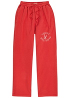 Cherry Los Angeles Hollywood Parachute Printed Cotton Sweatpants Red