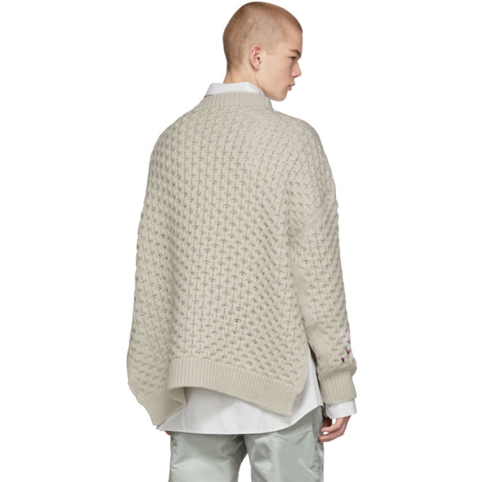 Raf Simons Off-White and Brown Argyle Knit Sweater Raf Simons