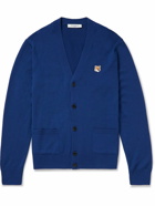 Maison Kitsuné - Logo-Appliquéd Wool Cardigan - Blue