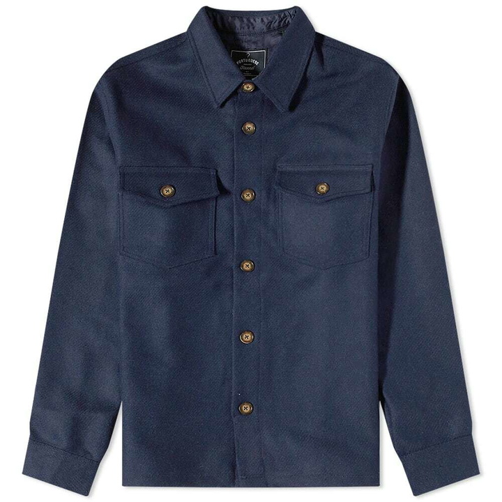 Photo: Portuguese Flannel Men's Wool Field Shirt Jacket in Navy