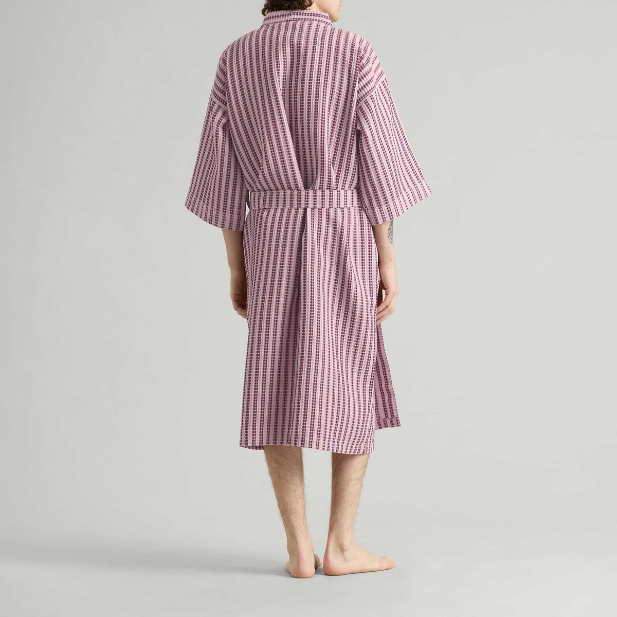 HAY Waffle Bathrobe in Stripe Cool Pink