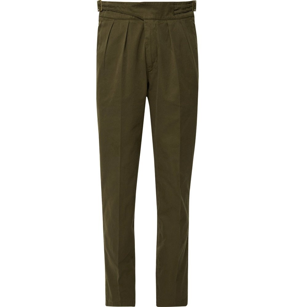 Mariano Rubinacci - Olive green cotton manny trousers