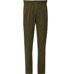 Rubinacci - Manny Tapered Pleated Cotton-Twill Trousers - Army green