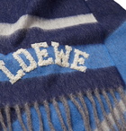 Loewe - Logo-Appliquéd Striped Wool Scarf - Blue