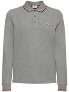 MONCLER - Long Sleeve Cotton Piquet Polo Shirt