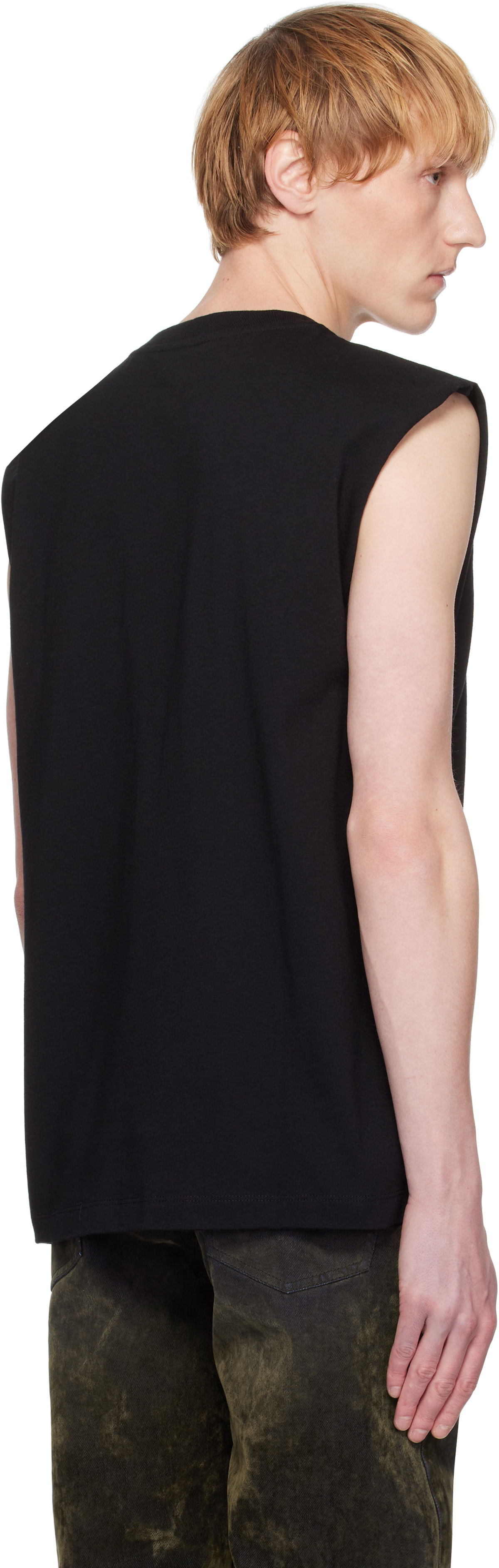 Helmut Lang Black Embossed Logo Tank Top