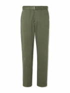 Officine Générale - Straight-Leg Belted Cotton-Twill Trousers - Green